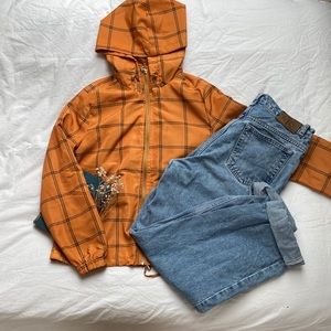 Mustard yellow rain jacket